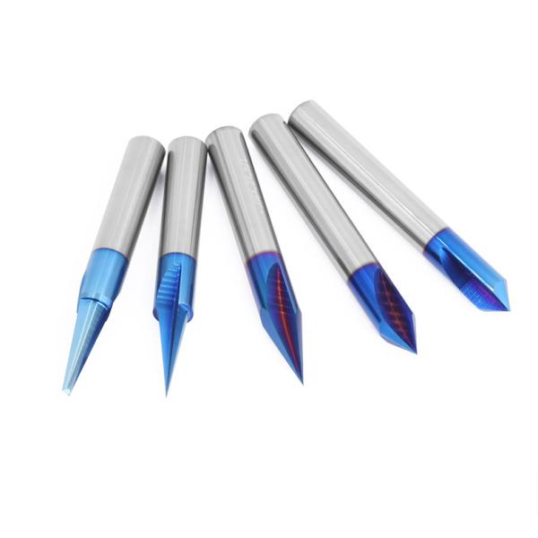 1/4 Shank Blue Coating V Type Solid Carbide Wood Cutter Tools Customizable OEM Engraving Router Bits for Woodworking