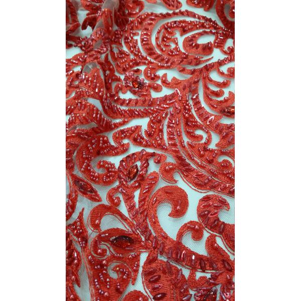 ткань шнурка 125км вышитая красным цветом вышитая бисером, вышитый бисером Бридал шнурок двором