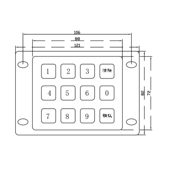 Simple Installation 12 Key Numeric Keypad With Expandable Interface