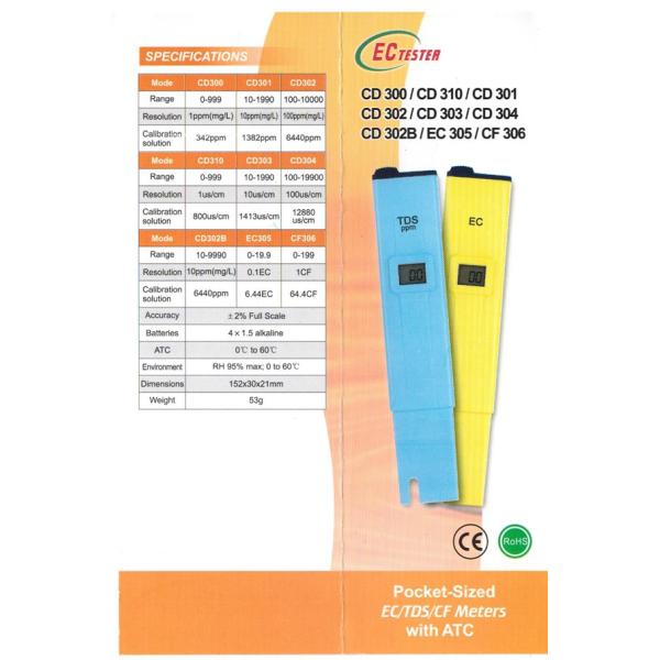CD-303 pocket conductivity apparatus conductivity tester conductivity meter EC tester