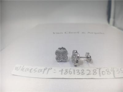 Diamantes redondos doces do ouro branco de Van Cleef Arpels Alhambra Earstuds 18K