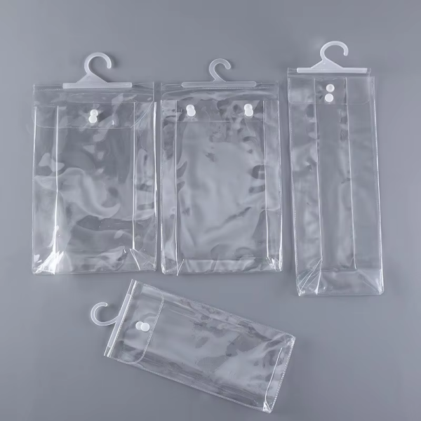 Wholesale polyvinyl chloride zipper bags with hooks - waterproof and reusable cosmetic travel bags - bulk durable storage tissues for sale