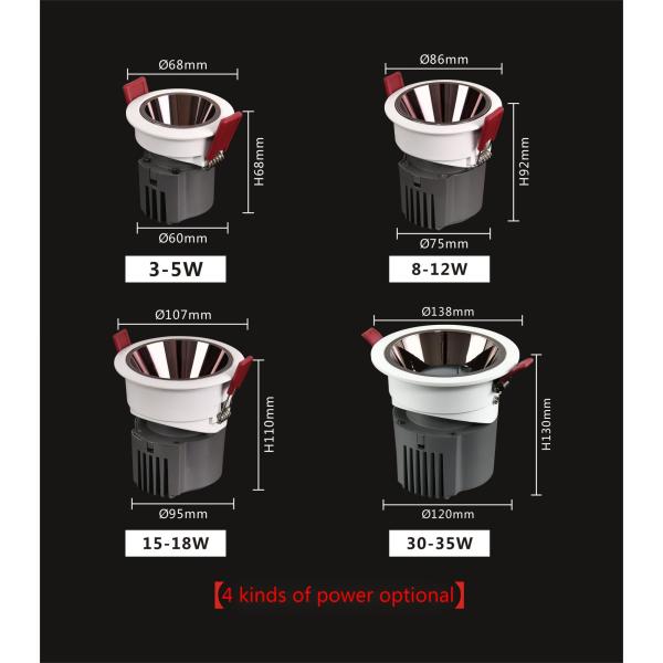 LED 12W Anti Glare Spotlight AC180V Dimming For Families Ceiling Decoration