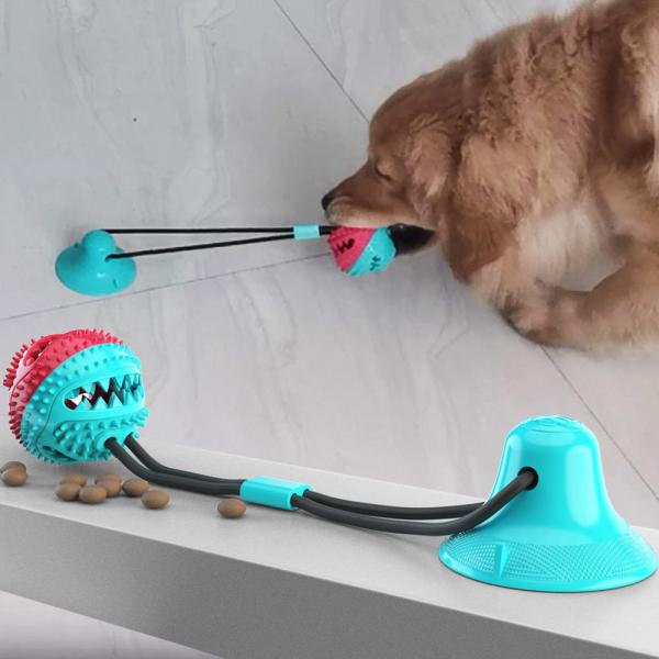 Durable TPR Pet Chew Toy with Suction Cup - Interactive Dog Treat Dispensing Ball