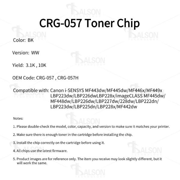 CRG-057 CRG-057H Canon Printer Chip For LBP224 MF443dw Cartridge CRG057