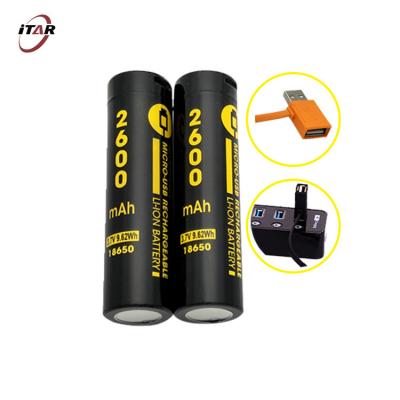 USB 18650 3.7 V Battery , 3300mAh Lithium Ion Rechargeable Battery 12.21Wh
