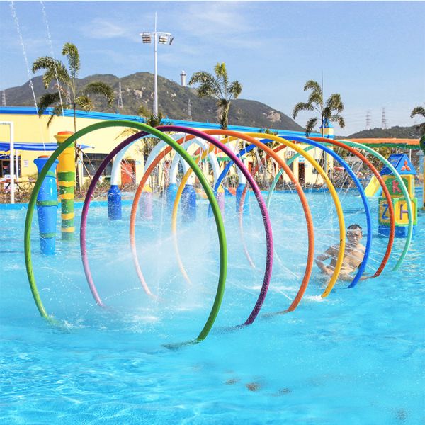  Water Park Rainbow Water Play Ring  Fiberglass 304 Steel Aqua Water park Accessories Commercial Splash Pads