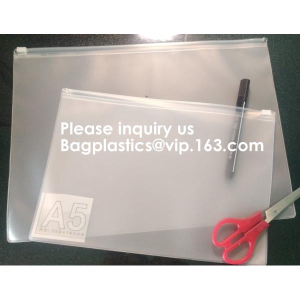 Document File Zip Bags with Hook Hanger Slider Stationary Pen Pencil Packaging Bags,Office Green Clear Zip Folders PVC F