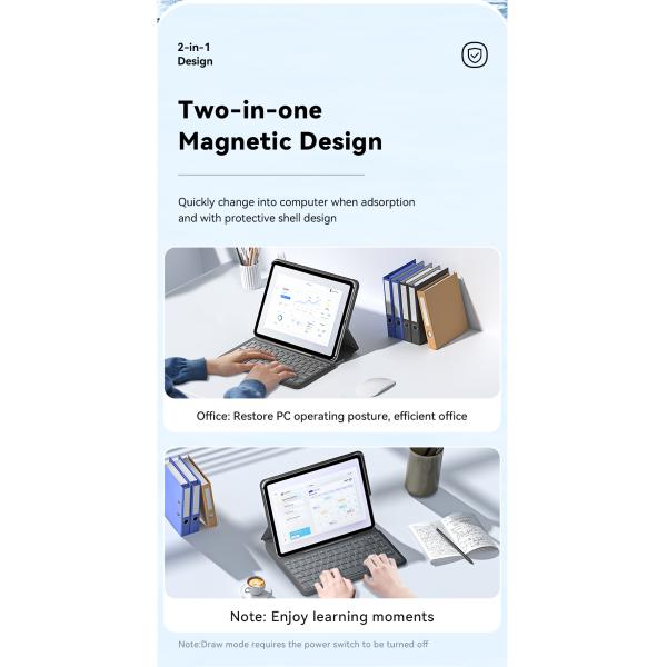 ESSAGER Bluetooth Wireless Magnetic Tablet Keyboard Case For Ipad 10 ES-JP03