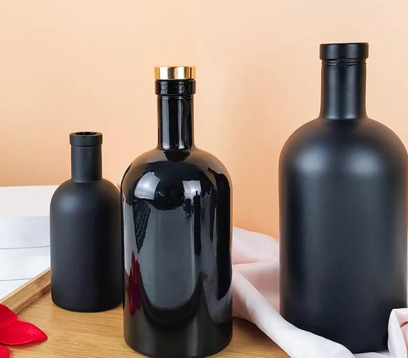 Matt Black Glass Olive Oil Bottle with Wooden Cork 100ml 200ml 375ml 500ml 750ml 1000ml