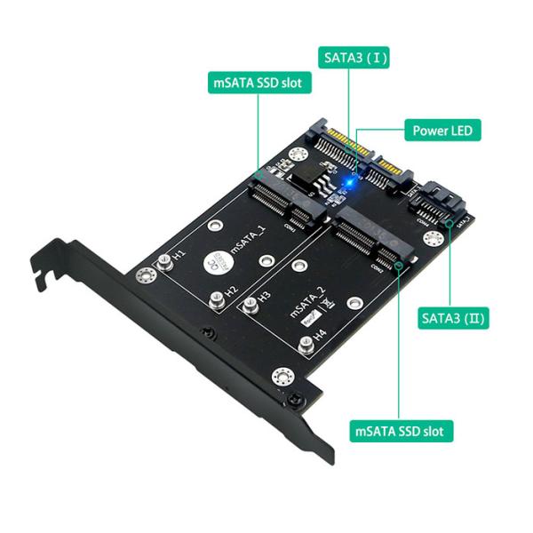Двойной SSD MSATA, который нужно удвоить конвертер SATA3 с полным кронштейном профиля высоты