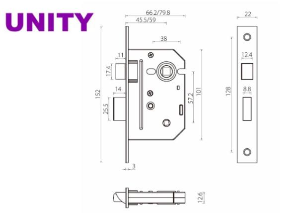3 Lever Sliding Bathroom Lock Brass / Steel Chrome Plated 5mm Bathroom Turn Follower