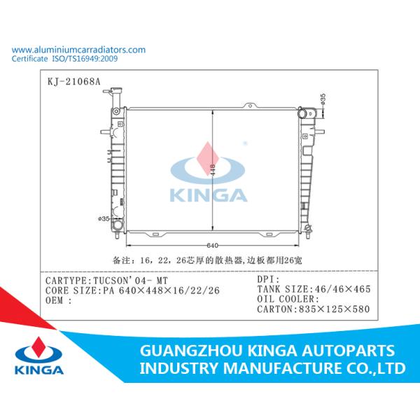 Plastic Tank Automotive Radiators Korea Car Tucson 2004 MT Aluminum Core
