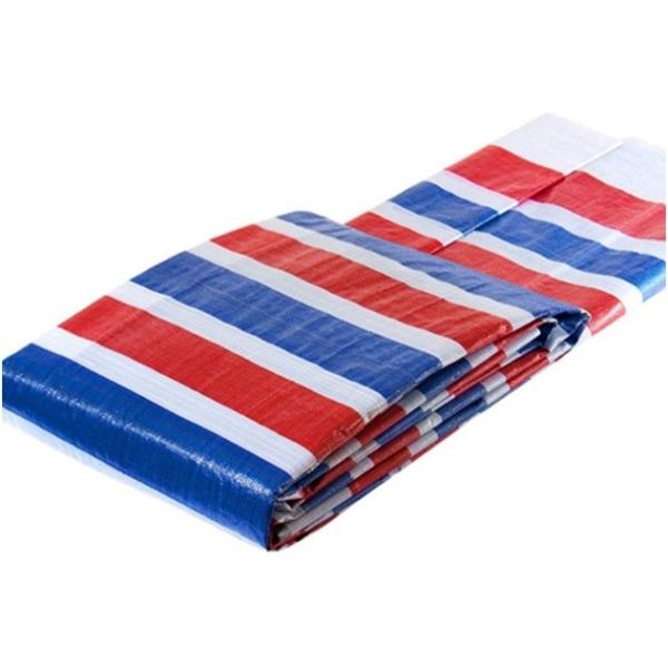 Three Color Woven Striped Fabric Waterproof PP / PE Tarpaulin