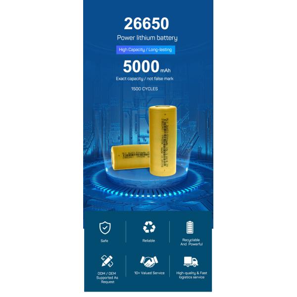 3.6v 26650 батарея 5000mAH, клетка батареи иона Li для домашнего применения