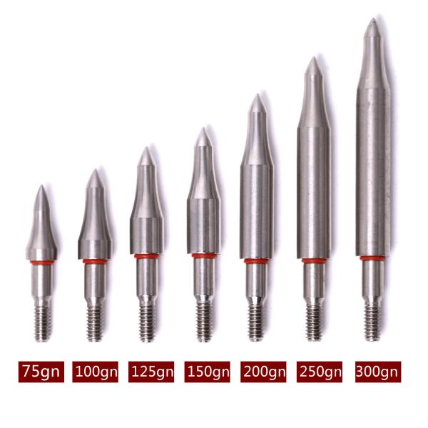Screw In 100/125/150/175 Grains Stainless Bullet And Combo Shape With Rubber Washers Arrowhead,Arrow Points,Tip