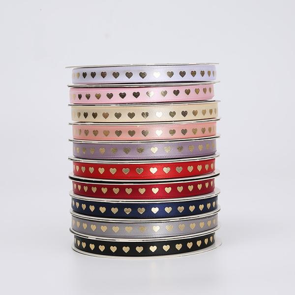 лента Grosgrain крена ленты сатинировки картины сердца обруча подарка 10mmX45Yards