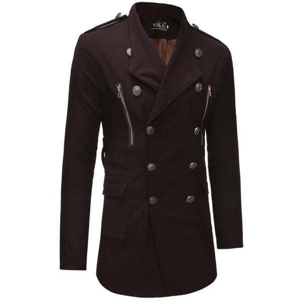 Oversized Mens Long Bomber Jacket , Adjustable Belt Long Double Breasted Trench Coat