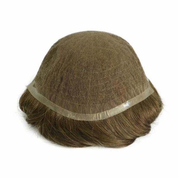 Natural Lace PU Men Toupee for 100% Human Hair Man Weave Wigs Hairpieces Unit Patch System