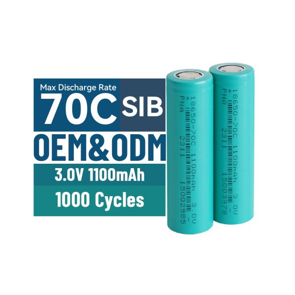 High Rate 18650 Sodium Ion Battery with 1100mAh Capacity 1000 Cycle Life and 20mΩ Internal Impedance for Power Tools and E Scooter
