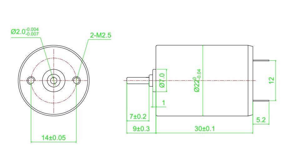 Мотор 22mm 9230rpm Dc Coreless плавного хода для машины точности