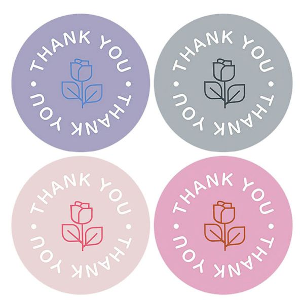 Custom Printing Gestures Floral Thank You Sticker Labels Rolls For ordering