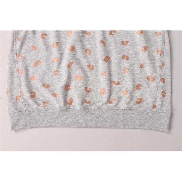 Rose Gold Foil Print Round Neck Quilted Pullover Sweater For Women