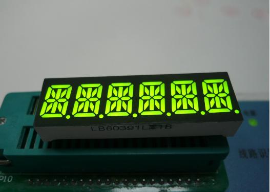 Custom super green 0.39inch 6 digit 14 segment led display for instrument panel