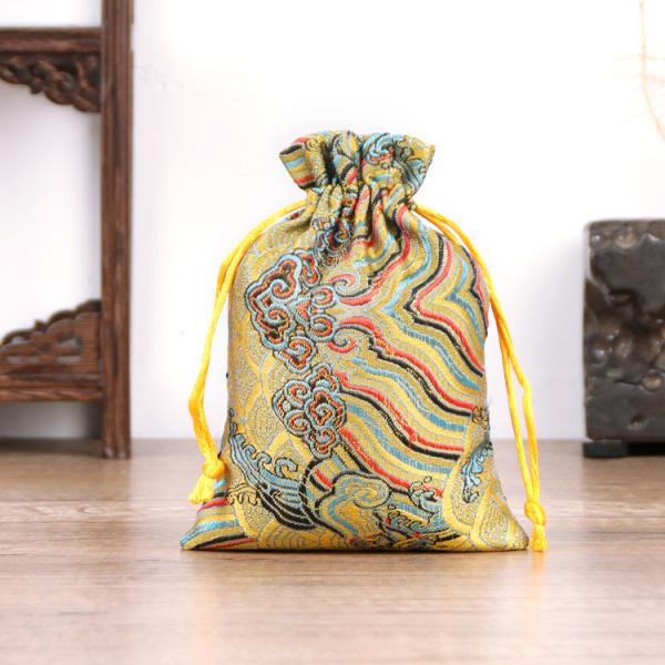 Customized Color Chinese Style Brocade Drawstring Bag for Customized Logo Jewelry Pouch