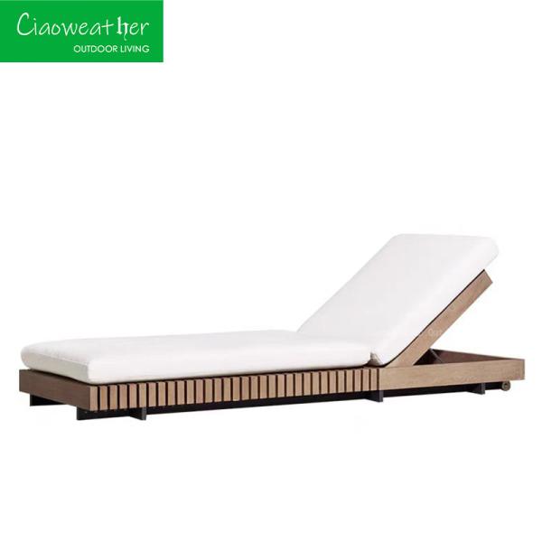 Teak Wood Sunlounger Sun Lounger for Hotel Restaurant Banquet Home Coffee Durable Wooden Chair Outdoor Recliner Lounge
