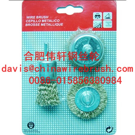 3pcs cup brush with shank crimped wire