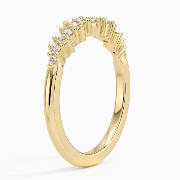 Оглушать картина обручального кольца смещенных круглых диамантов уникального с золотом 9K