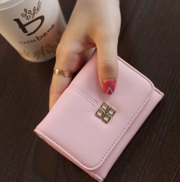 2016 new wallet female short paragraph Korean retro fashion simple women's triple buckle
