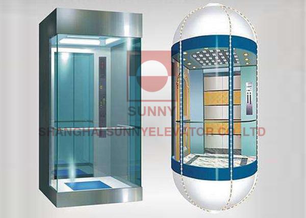 Semicircle Panorama High Speed Elevator Hairline Stainless Steel For Passenger Lift