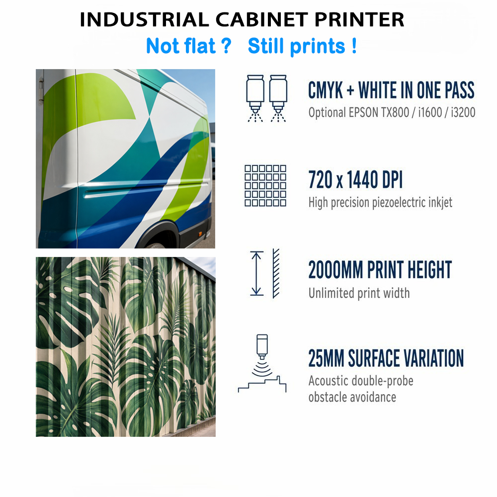 High Definition Sharp Text Industrial Cabinet UV Wall Printer  Dual Epson Heads Automatic Vertical Mural Machine