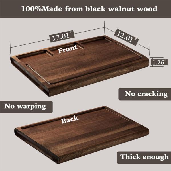 Wood Multipurpose Black Walnut Chopping Board Thick Kitchen With Juice Groove