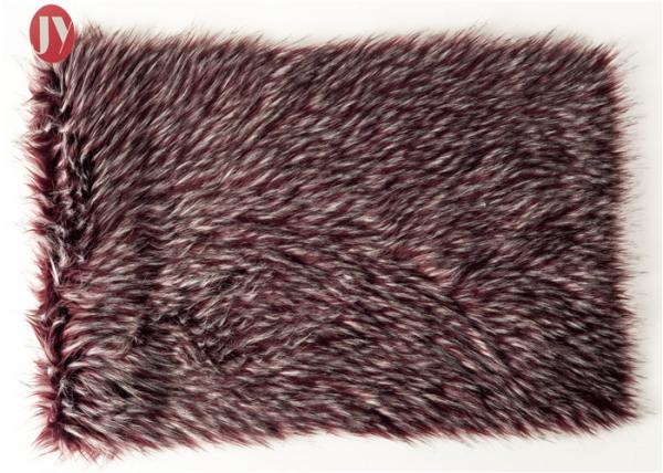 Wine Red Fake Fur Fabric , Ostrich Feathers Light Brown Faux Fur Animal Jacquard