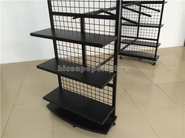 6 Wheel Clothing Store Fixtures Metal Free Standing Hanging Garment Display Stand