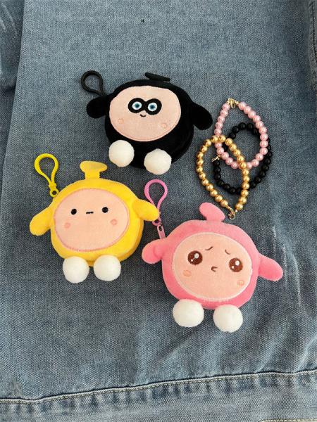 EGG PARTY ROUND PLUSH COIN PURSE SCHOOLBAG PENDANT EARPHONE STORAGE BAG COIN POUCH