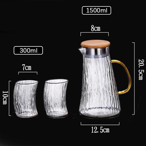 Кувшин сервировки текстуры коры стеклянный, набор Карафе горячей воды боросиликата