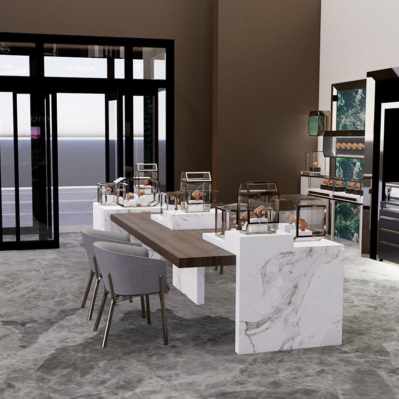 Commercial Grade Wooden Jewelry Showcase with Tempered Glass Display and Security Locks