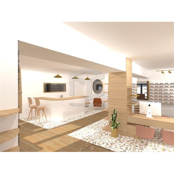 MDF Eyeglasses Optical Shop Display Cabinets ODM Marble Top Powder Coated