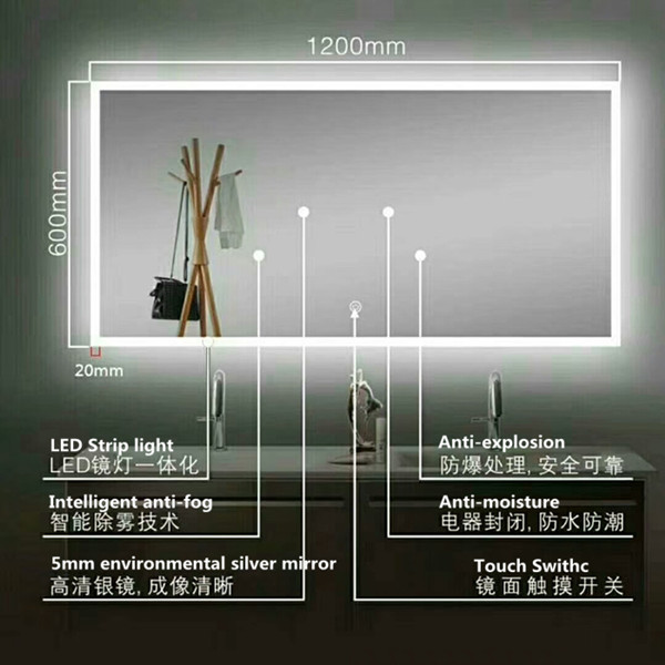 STRIP LIGHT Illuminated Bathroom Mirrors With Bluetooth , Audio Bathroom Mirror