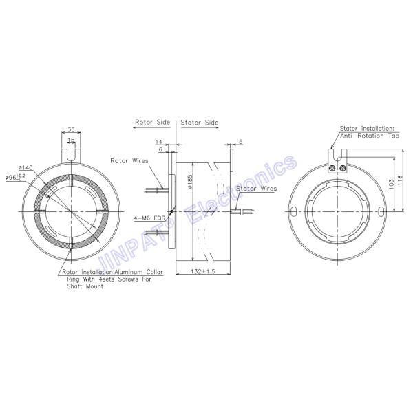LPT096 300 оборотов в минуту через отверстие скользящего кольца внутренний диаметр 96 мм