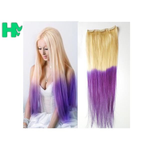 Fashion Womens Synthetic Clip In Hair Extensions Mixed Color Hair Wave