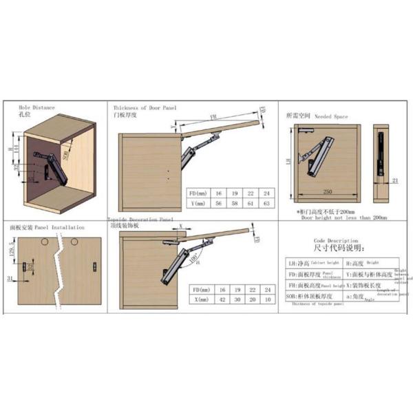 No Noise Cabinet Door Stay Nickel / Chrome Plated With Buffer Function