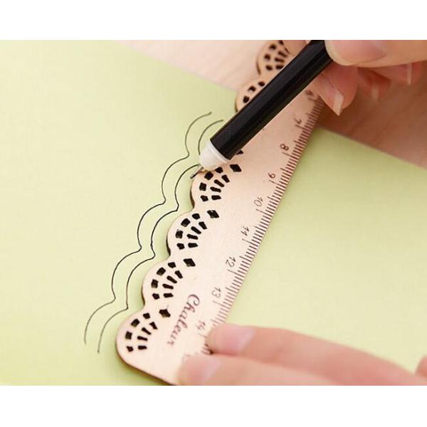Best Promotion student gift DIY creative stationery cartoon retro vintage lace shaped Personalized ruler school kid wood