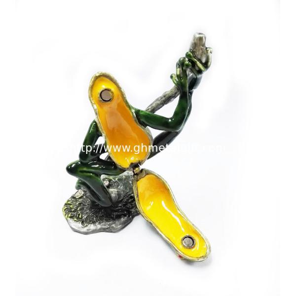 New design home decorative box metal cute green frog jewelry decorative box