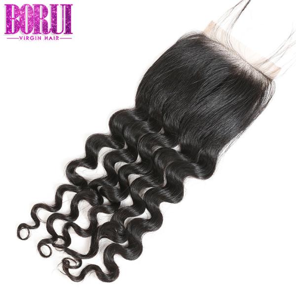 HD Brazilian Human Hair Lace Closure Loose Wave Environmentally Friendly