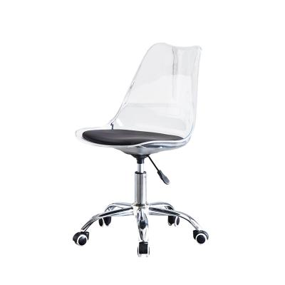 Modern Clear Acrylic Swivel Chair with Metal Base and PP Cushion